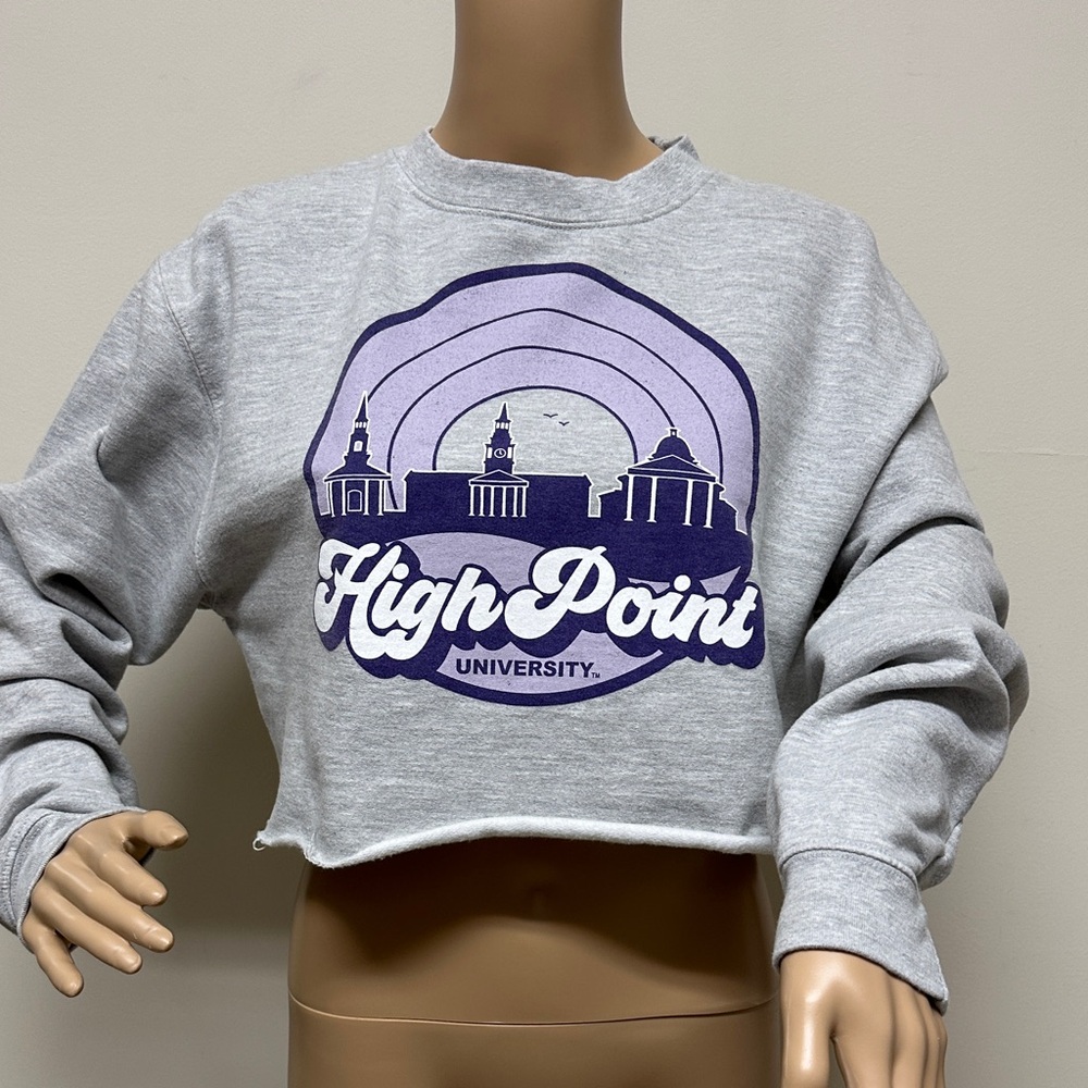 NWOT High Point University Cropped Sweatshirt gray & purple size M